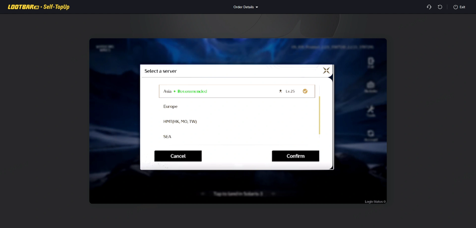 Select the server that matches your account | Wuthering Waves top up procedures