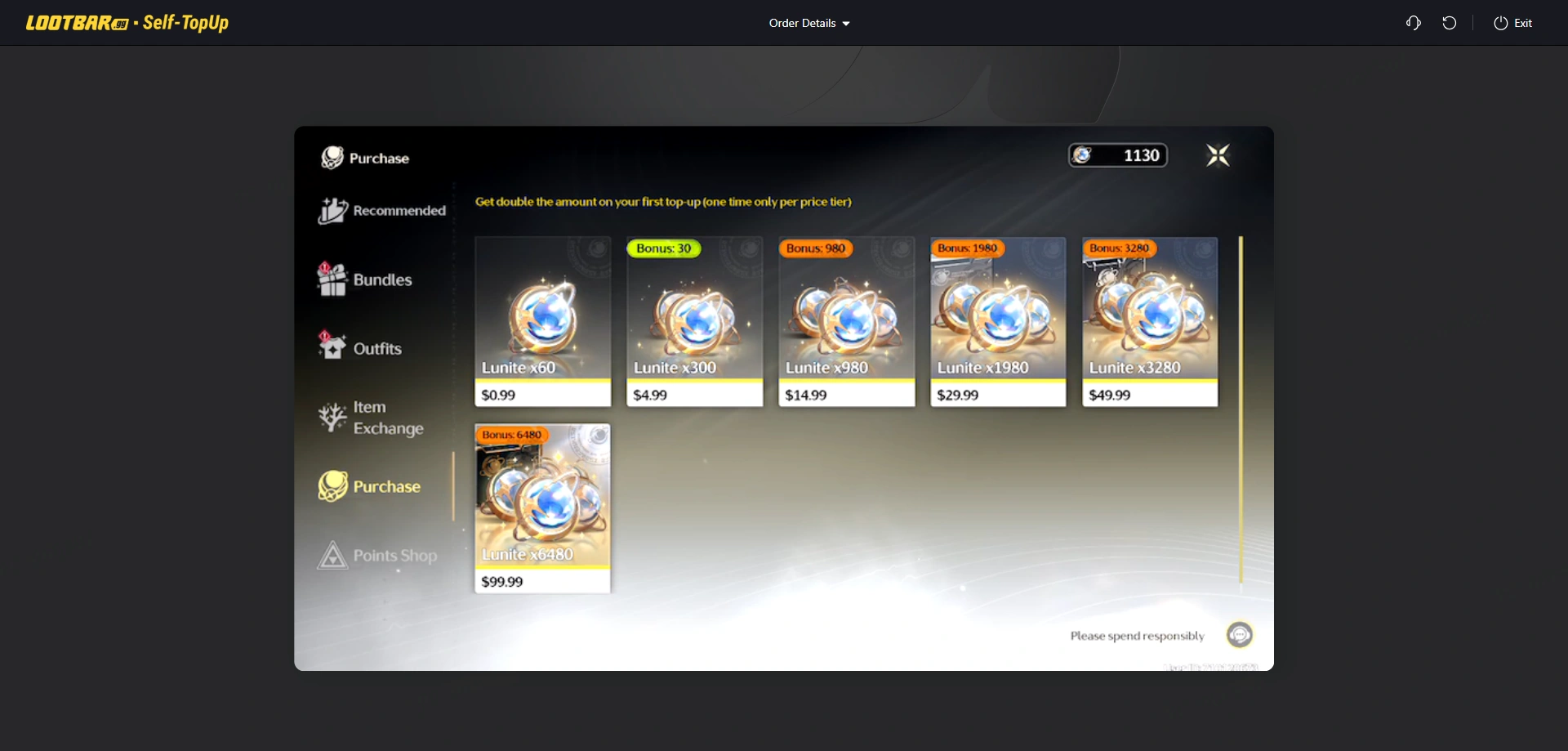  select the bundle equivalent to the item you purchased | Wuthering Waves top up procedures