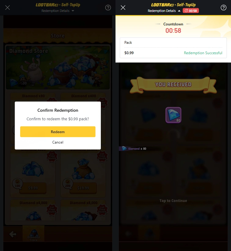 how to complete Top Heroes Top Up on LootBar? Step 4