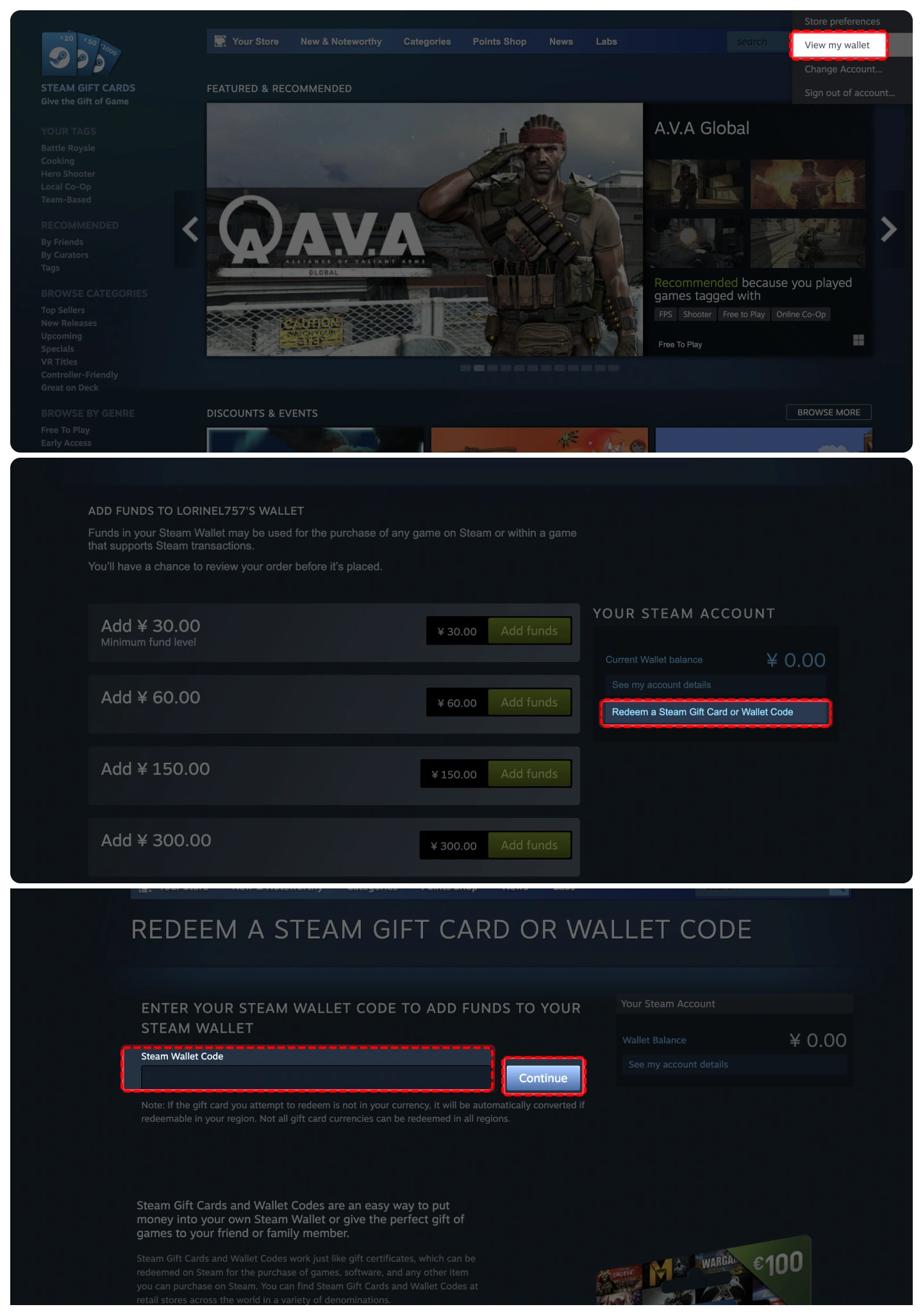 redeem steam wallet code