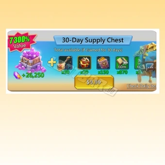 Cofre de suministros para 30 días | Lords Mobile: Kingdom Wars